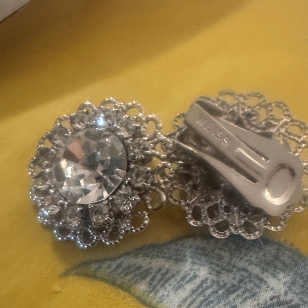 Weiss Vintage Silver-tone Crystal Clip-On Earrings